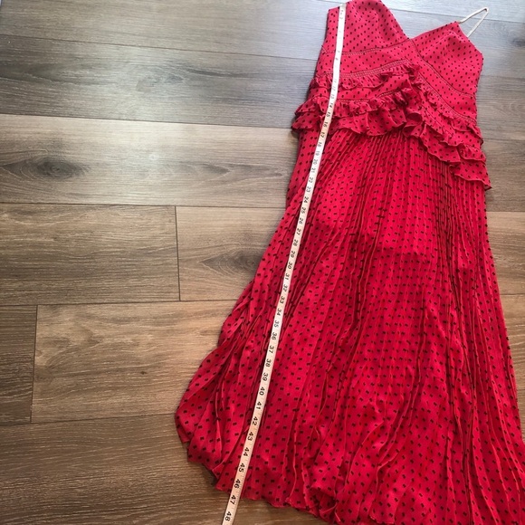 Self Portrait Crochet Trimmed Ruffled Plumetis Maxi Dress Size 6 - Picture 8 of 13